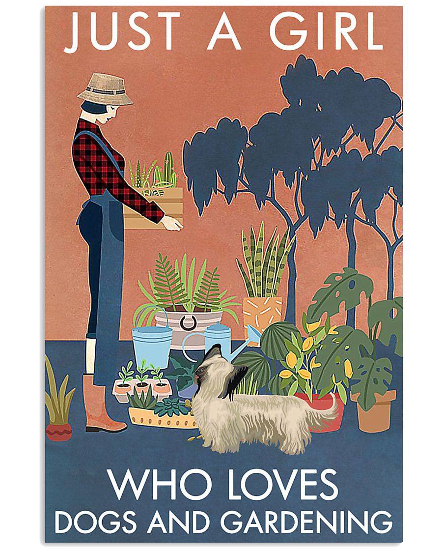 Vintage A Girl Loves Gardening And Skye Terrier 11x17 Poster
