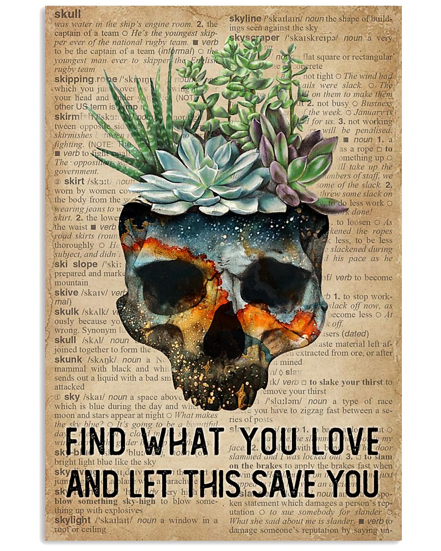 Blue Earth Find What You Love Skull Succulent 11x17 Poster
