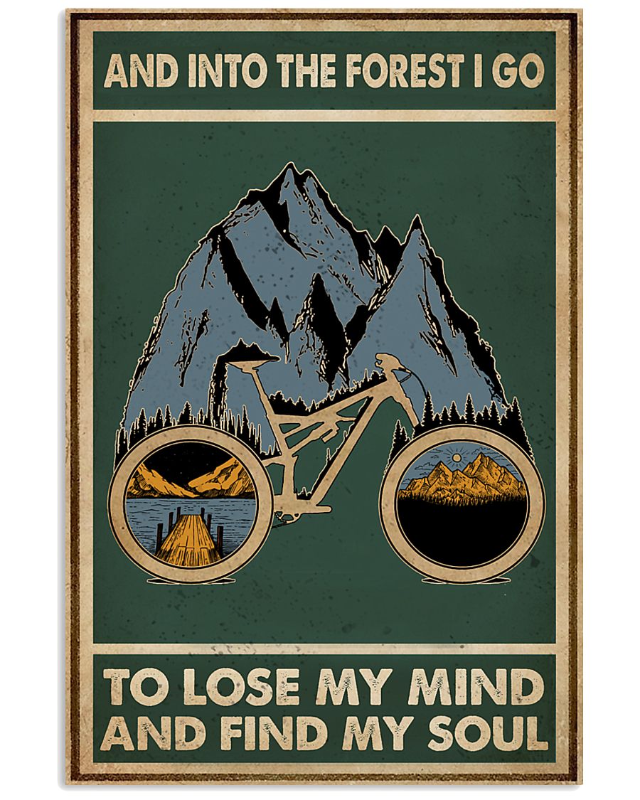 Retro Green Into The Forest Cycling 11x17 Poster