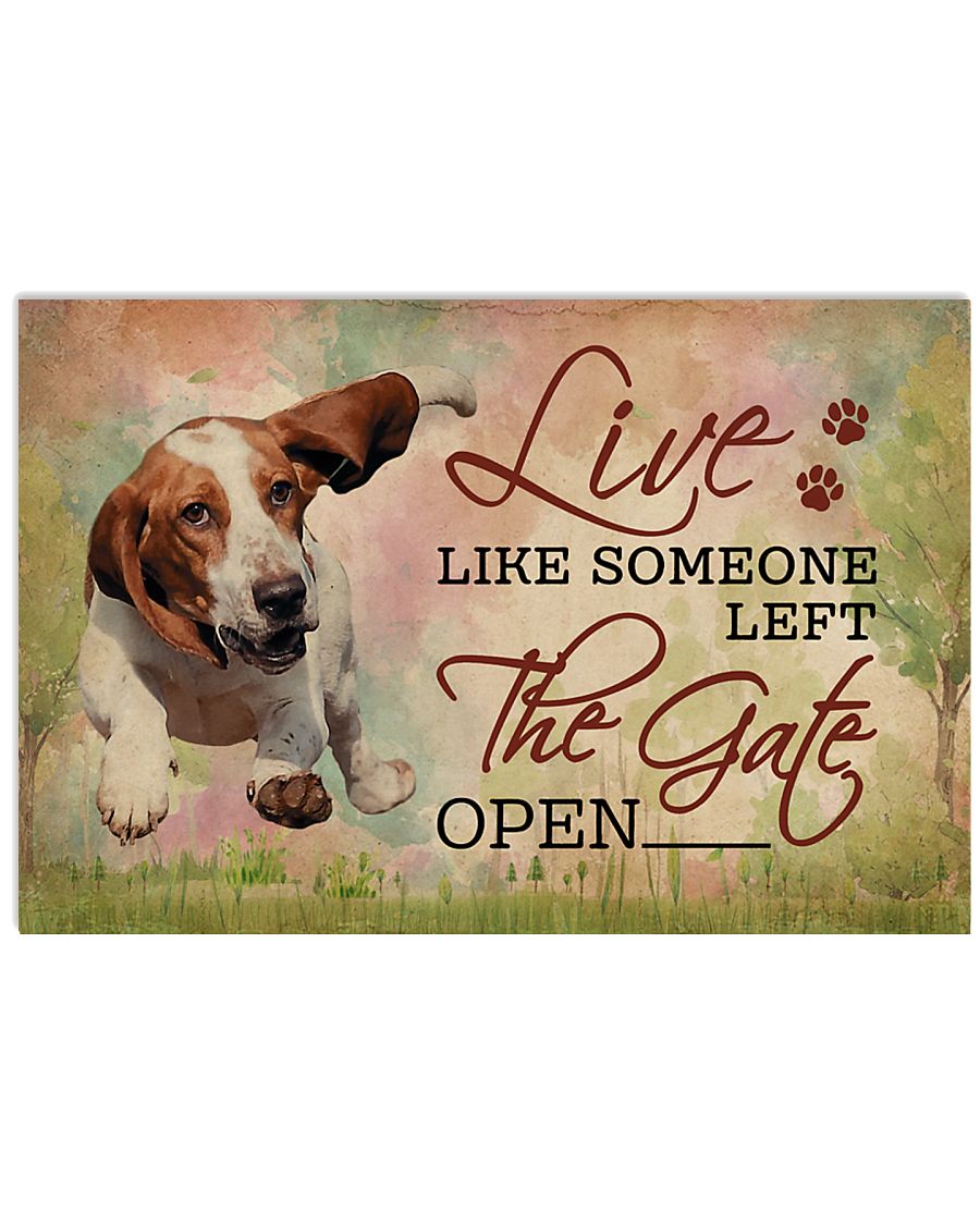 Live Like Someone Left The Gate Open Basset Hound 17x11 Poster