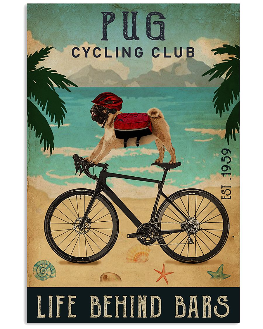 Cycling Club Pug 11x17 Poster