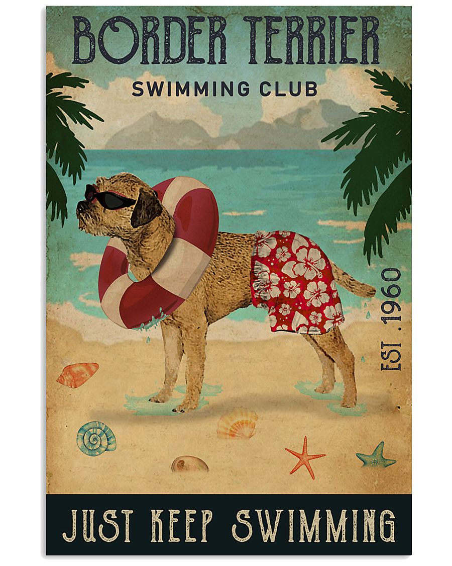 Vintage Swimming Club Border Terrier 11x17 Poster