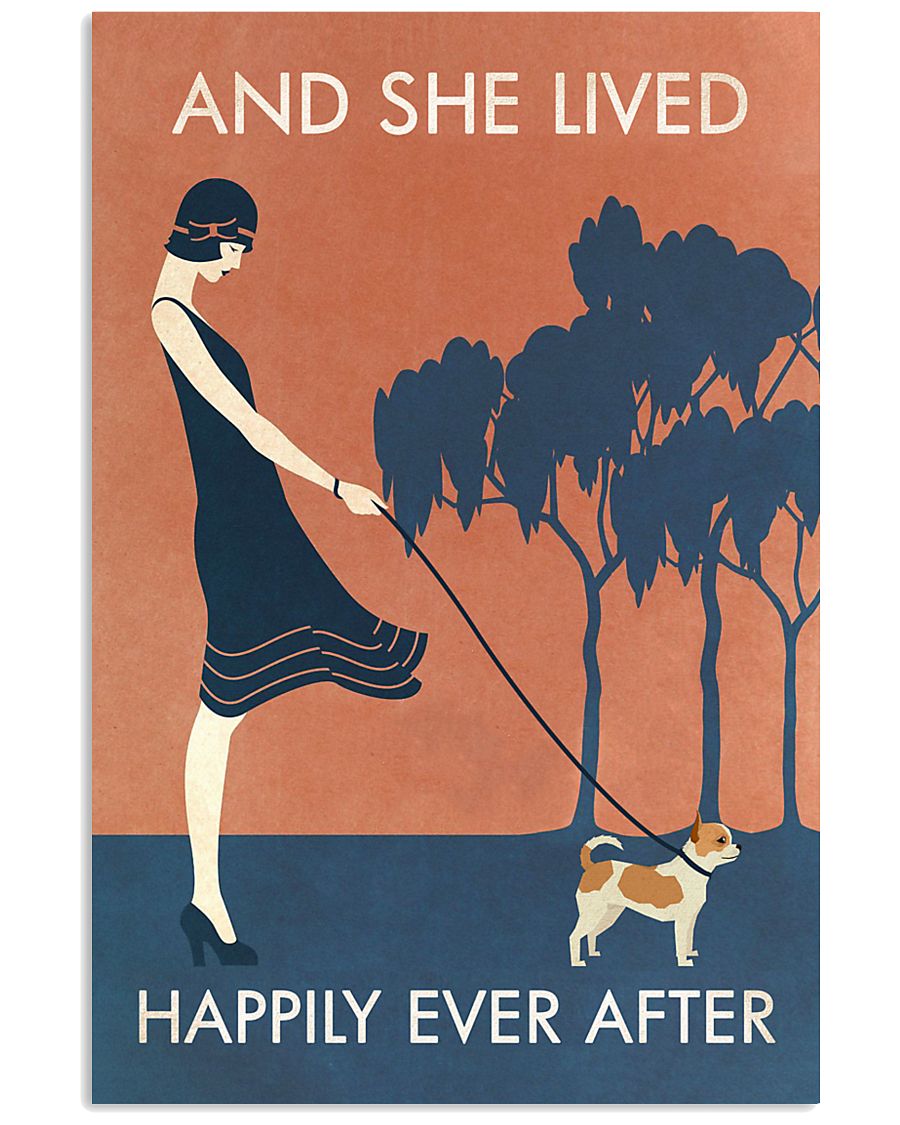 Vintage Girl She Lived Happily Chihuahua 11x17 Poster