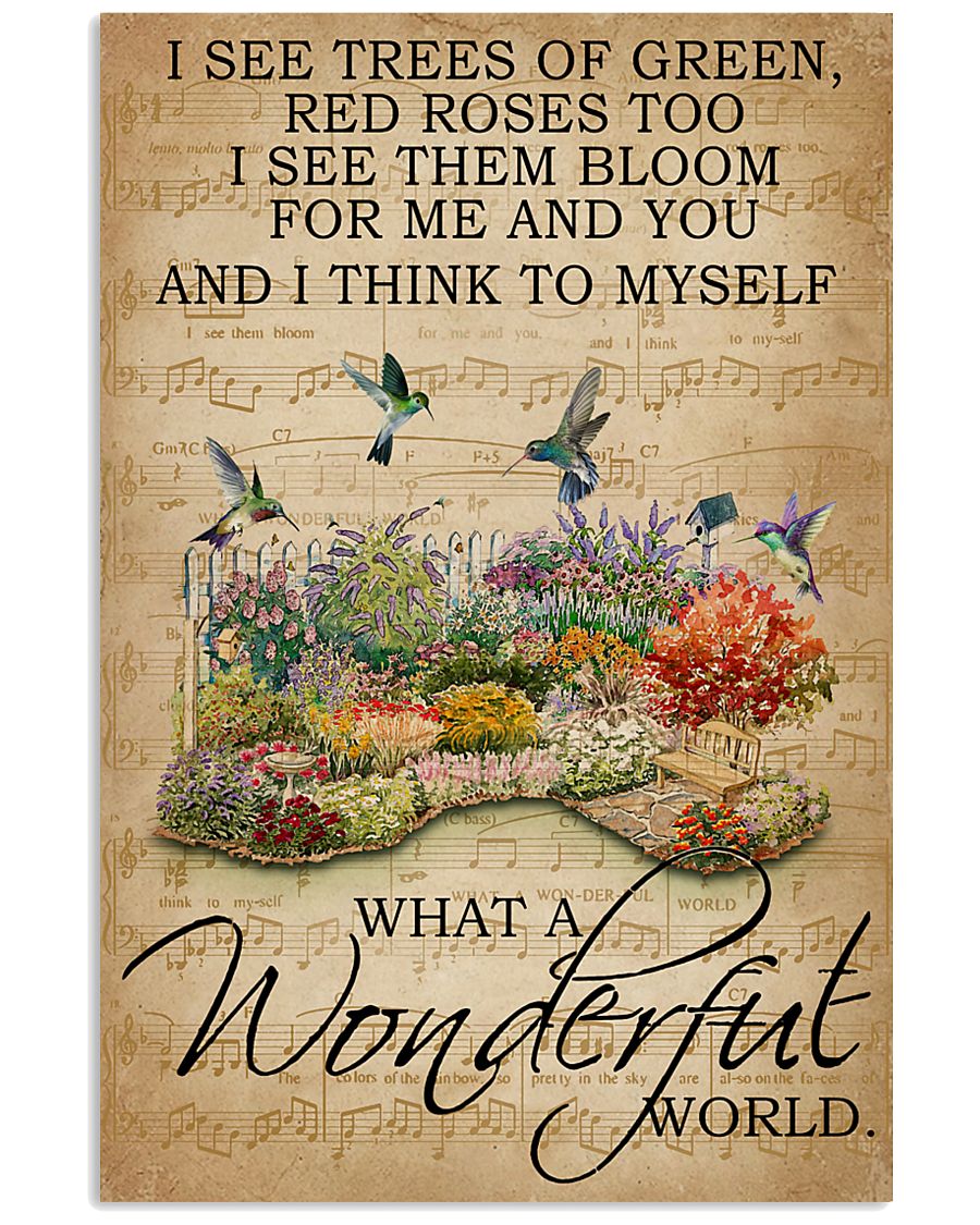 Floral Music Sheet Wonderful World Hummingbird 11x17 Poster
