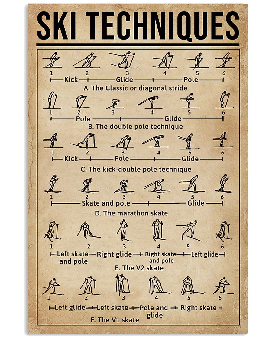 Skiing Techniques 11x17 Poster