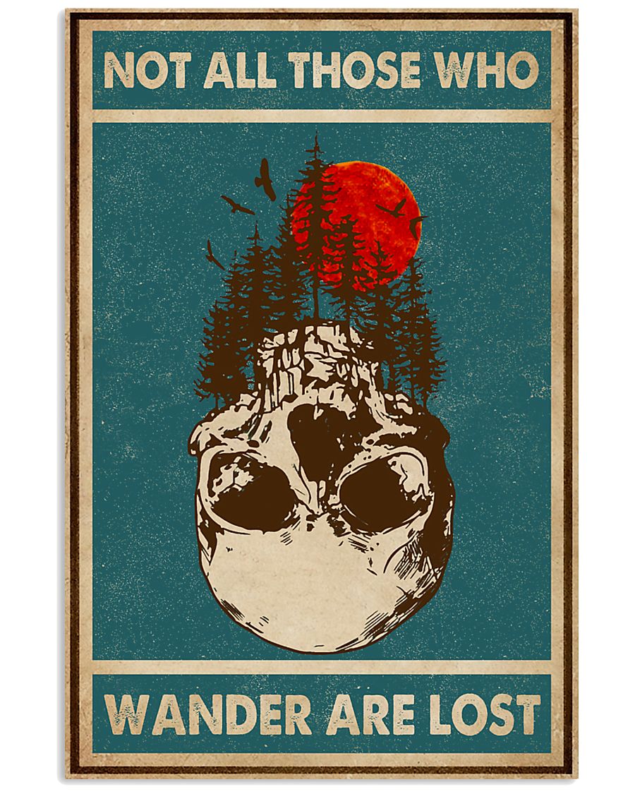 Retro Green Skull Not All Those Who Wander 11x17 Poster