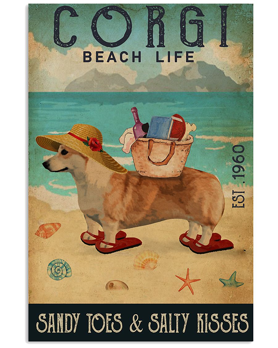 Beach Life Sandy Toes Corgi 11x17 Poster