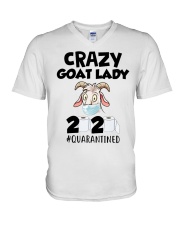 Crazy Goat Lady 2020 quarantined V-Neck T-Shirt thumbnail