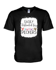 Easily Distracted By Peckers V-Neck T-Shirt tile