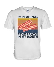 I'm Into Fitness Fit'ness Bacon In My Mouth 1 V-Neck T-Shirt tile