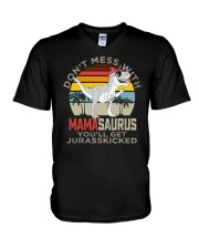 Don't Mess With Mamasaurus V-Neck T-Shirt tile