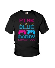 Pink or Blue Daddy Loves You Game Youth T-Shirt tile