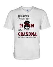 God Gifted Me Two Titles Mom And Grandma V-Neck T-Shirt tile