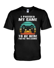 I Paused My Game To Be Here V-Neck T-Shirt tile