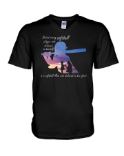 Behind Every Softball Player Softball Mom V-Neck T-Shirt tile