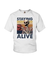 Staying Alive Skeleton Coffee Youth T-Shirt tile