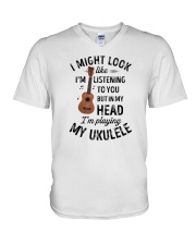 I Might Look Like I'm Listening To You Ukulele V-Neck T-Shirt tile