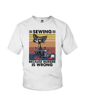 Sewing Because Murder Is Wrong Cat Youth T-Shirt tile