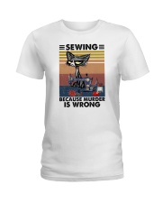 Sewing Because Murder Is Wrong Cat Ladies T-Shirt tile