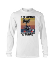 Sewing Because Murder Is Wrong Cat Long Sleeve Tee tile