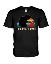 I Do What I Want Cat V-Neck T-Shirt tile