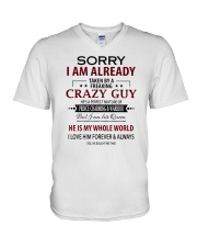 Sorry I Am Already Taken By A Freaking Crazy Guy V-Neck T-Shirt tile