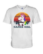 Gamer Girl Unicorn V-Neck T-Shirt tile