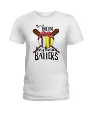 I'm A Mom Busy Raising Ballers Ladies T-Shirt tile