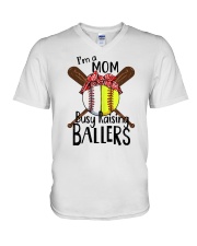 I'm A Mom Busy Raising Ballers V-Neck T-Shirt tile