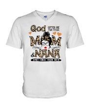 God Gifted Me Two Titles Mom And Nana V-Neck T-Shirt tile