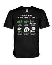 Things I Do In My Space Time Tractors V-Neck T-Shirt tile