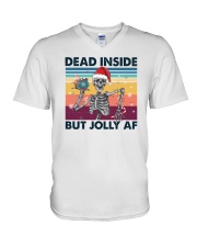 DEAD INSIDE BUT JOLLY AF VINTAGE V-Neck T-Shirt tile