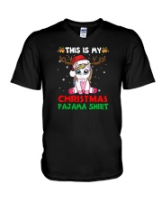 This Is My Christmas Pajama Shirt Unicorn V-Neck T-Shirt tile