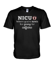Nicu Where You're Never Too Young For Caffeine V-Neck T-Shirt tile