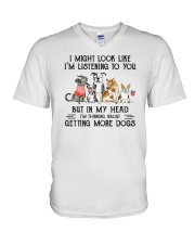 I Might Look Like I'm Listening To You Dogs V-Neck T-Shirt tile