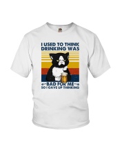 I Used To Think Drinking Cat Youth T-Shirt tile