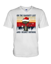 On The Naughty List And I Regret Nothing Cat b V-Neck T-Shirt tile