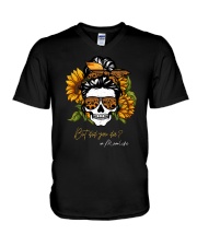 But Did You Die Mom Life Skull Sunflower V-Neck T-Shirt tile