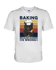Baking Because Murder Is Wrong Cat V-Neck T-Shirt tile