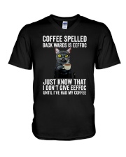 Coffee Spelled Back Wards Is Eeffoc Cat V-Neck T-Shirt tile