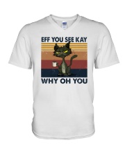 Eff You See Kay Vintage Grumpy Cat Coffee V-Neck T-Shirt tile