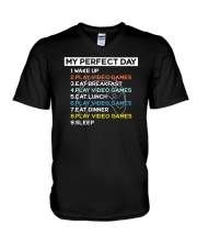 My Perfect Day Play Video Games V-Neck T-Shirt tile
