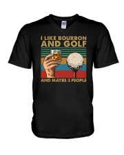 I Like Bourbon And Golf And Maybe 3 People V-Neck T-Shirt tile