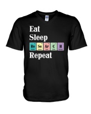 Eat Sleep Research Repeat V-Neck T-Shirt tile