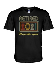 Retired 2021 Not My Problem Anymore V-Neck T-Shirt tile