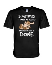 Sometimes It Takes Me All Day Lazy Dog V-Neck T-Shirt tile