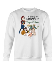 Easily Distracted By Dogs And Plants Crewneck Sweatshirt tile