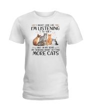 I Might Look Like I'm Listening To Cats Ladies T-Shirt tile