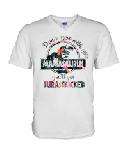 Don't Mess With Mamasaurus V-Neck T-Shirt tile
