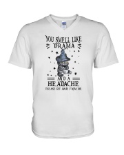 You Smell Like Drama And A Headache Cat V-Neck T-Shirt tile